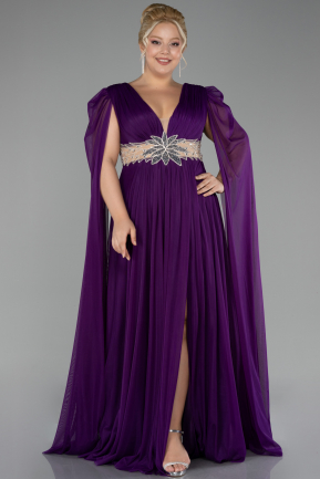 Robe De Fiançailles Grande Taille Longue Violet ABU4259