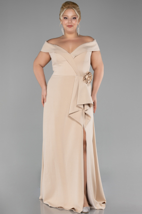 Robe De Soirée Grande Taille Longue Beige ABU4200