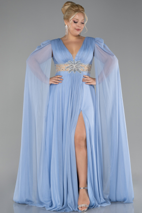 Robe De Fiançailles Grande Taille Longue Bleu clair ABU4259