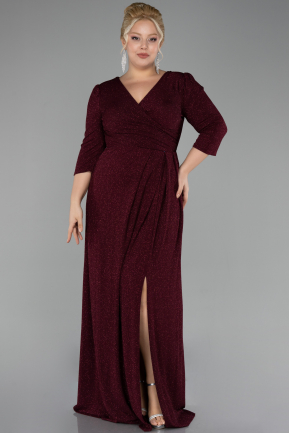 Robe De Soirée Grande Taille Longue Rouge Bordeaux ABU3504