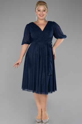 Robe De Invitation Grande Taille Midi Bleu Marine ABK2135