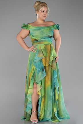 Robe De Soirée Grande Taille Longue Vert ABU4260