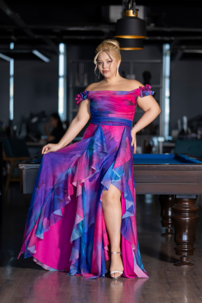 Robe De Soirée Grande Taille Longue Fushia ABU4364