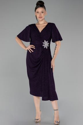 Robe De Invitation Grande Taille Midi Violet Foncé ABK2146