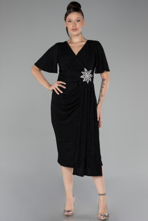 Robe De Invitation Grande Taille Midi Noir ABK2146