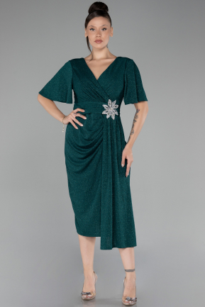 Robe De Invitation Grande Taille Midi Émeraude ABK2146