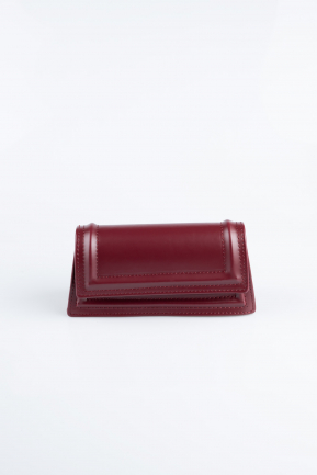 Sac De Soirée Luxe Cuir Rouge Bordeaux KC409