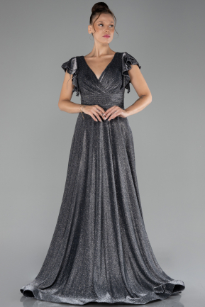 Robe de Soirée Longue Anthracite ABU4301