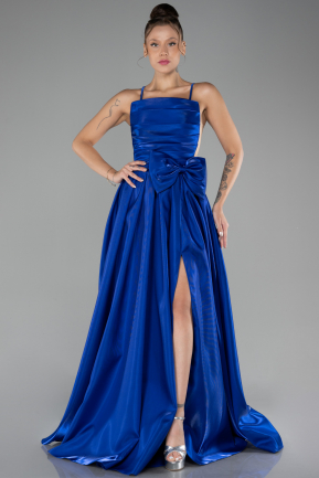 Robe de Soirée Longue Bleu Saxe ABU4298