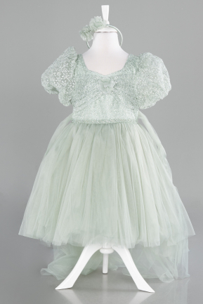 Robe de Soirée Enfants Courte Menthe ABK2157