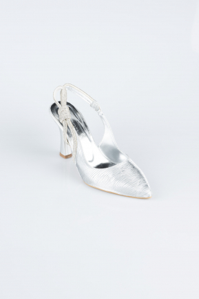 Stiletto Coupe Au Laser Argent MJ4102