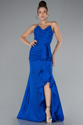 Robe De Soirée Longue Bleu Saxe ABU4247