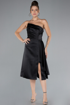 Robe de Cérémonie Midi Satin Noir ABK2160