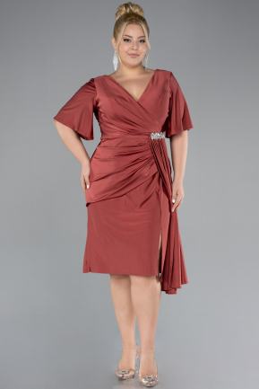 Robe De Invitation Grande Taille Midi Marron Clair ABK2162