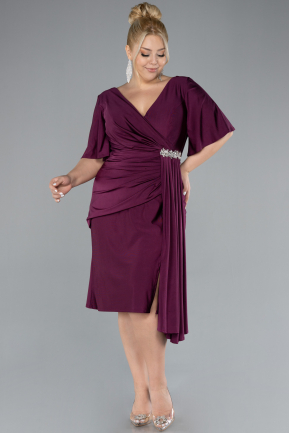 Robe De Invitation Grande Taille Midi Couleur Cerise ABK2162