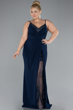 Robe Grande Taille Longue Bleu Marine ABU4300