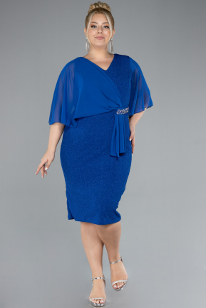 Robe De Soirée Grande Taille Midi Bleu Saxe ABK1567