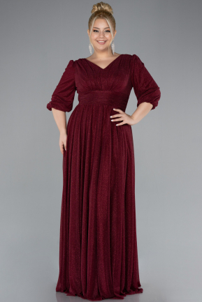 Robe De Soirée Grande Taille Longue Rouge Bordeaux ABU4371