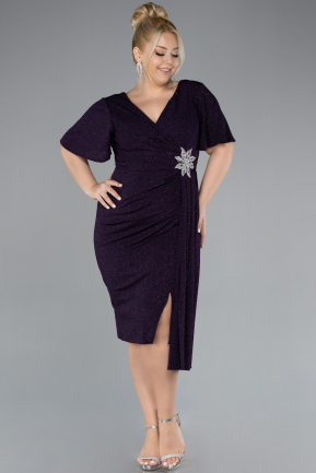 Robe De Invitation Grande Taille Midi Violet Foncé ABK2146