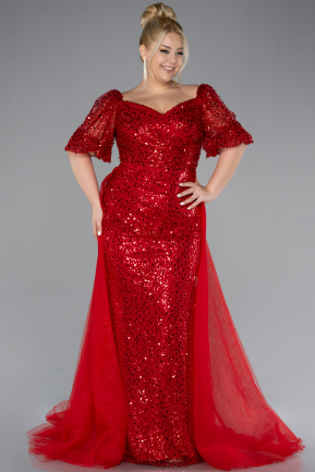 Robe De Fiançailles Grande Taille Longue Squameuse Rouge ABU4281