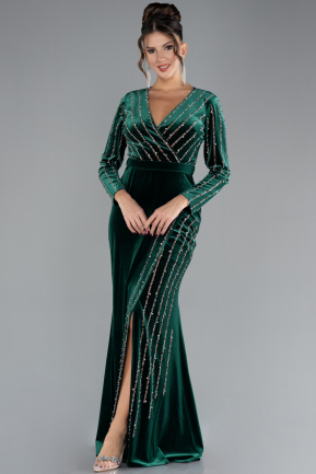 Robe De Soirée Velours Longue Émeraude ABU4282