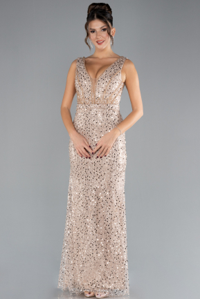 Robe de Soirée Longue Squameuse Or ABU4327