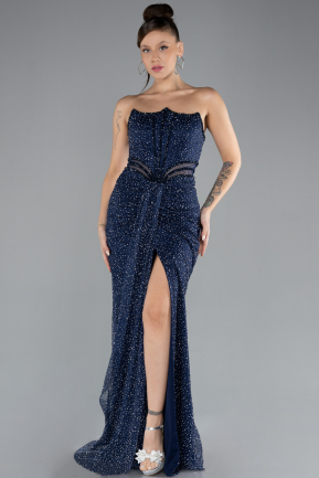 Robe de Soirée Longue Bleu Marine ABU4352