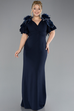 Robe de Soirée Grande Taille Longue Bleu Marine ABU4353