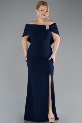 Robe De Soirée Grande Taille Longue Bleu Marine ABU3945