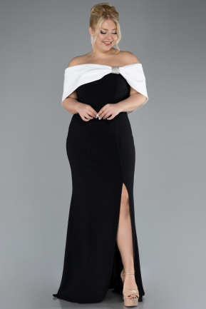 Robe De Soirée Grande Taille Longue Noir-Blanc ABU3945