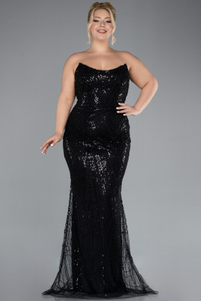 Robe De Fiançailles Grande Taille Longue Noir ABU4384