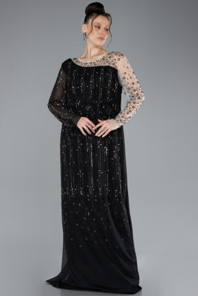 Robe Grande Taille Longue Noir ABU4397