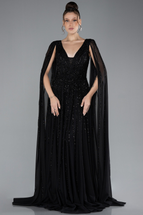 Robe de Soirée Longue Pierreux Noir ABU4403