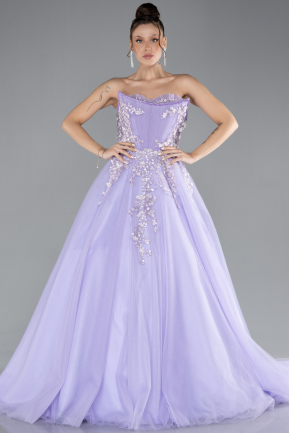 Robe De Fiançailles Grande Taille Longue Lilas ABU4453