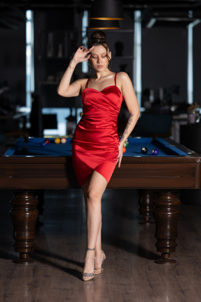 Robe de Cérémonie Mini Satin Rouge ABK2174