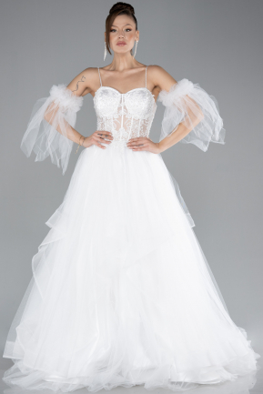 Robe de Soirée Longue Blanc ABU4492