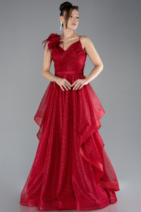 Robe de Soirée Longue Couleur Cerise ABU4495