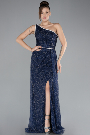 Robe de Soirée Longue Bleu Marine ABU4500