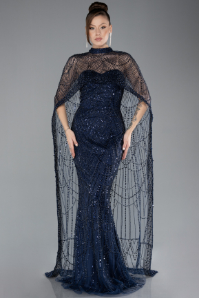 Robe de Soirée Longue Bleu Marine ABU4517