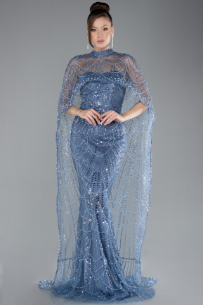 Robe de Soirée Longue Bleu ABU4517