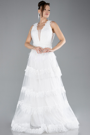 Robe de Soirée Longue Blanc ABU4520