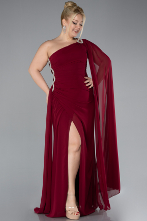 Robe Grande Taille Longue Mousseline Rouge Bordeaux ABU4407