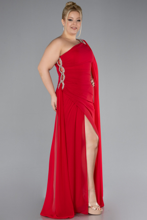 Robe Grande Taille Longue Mousseline Rouge ABU4407