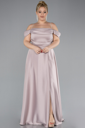 Robe de Soirée Grande Taille Longue Satin Beige ABU4528