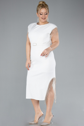 Robe De Fête Grande Taille Midi Blanc ABK2193