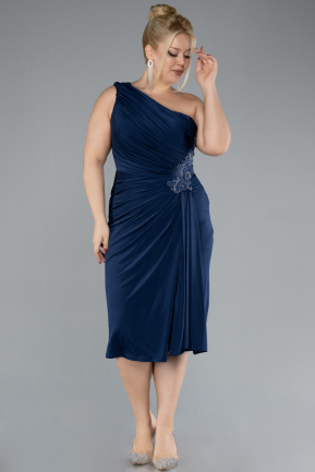 Robe De Invitation Grande Taille Midi Bleu Marine ABK2196