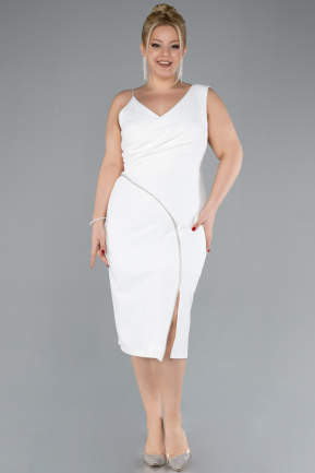 Robe De Fête Grande Taille Midi Blanc ABK2059