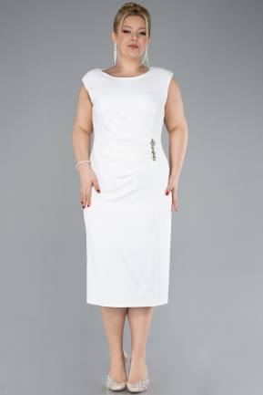 Robe De Fête Grande Taille Midi Blanc ABK2190