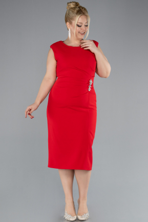 Robe De Fête Grande Taille Midi Rouge ABK2190