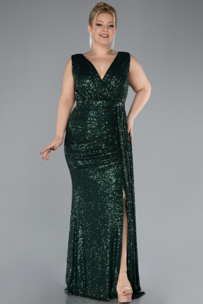 Robe De Soirée Grande Taille Squameuse Longue Vert ABU3194